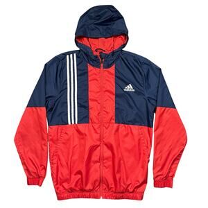 Adidas Axis Blue Red Colorblock White Stripe Retro Windbreaker Jacket Men Medium